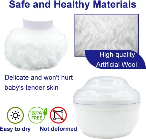 Miniatura 2 de Contenedor de polvo corporal de almacenamiento, estuche grande de 3.5 pulgadas para después del baño, caja de polvo de vellosidades para el cuidado