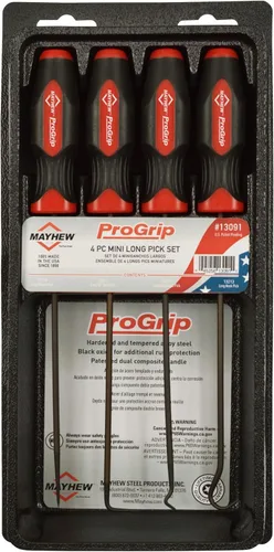 Miniatura 2 de Mayhew Tools 13091 ProGrip - Juego de púas largas en miniatura, acabado de óxido negro, juego de 4 piezas