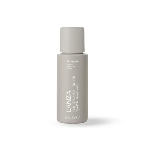 L'ANZA Champú lustroso con aceite curativo de queratina para cabello seco dañado, champú hidratante nutre y aumenta el brillo y la fuerza del