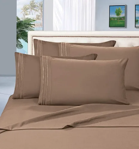 Miniatura 7 de Elegant Comfort Juego de sábanas de 4 piezas de calidad egipcia de 1500 hilos, ultra suave, resistente a las arrugas, la decoloración y las manchas
