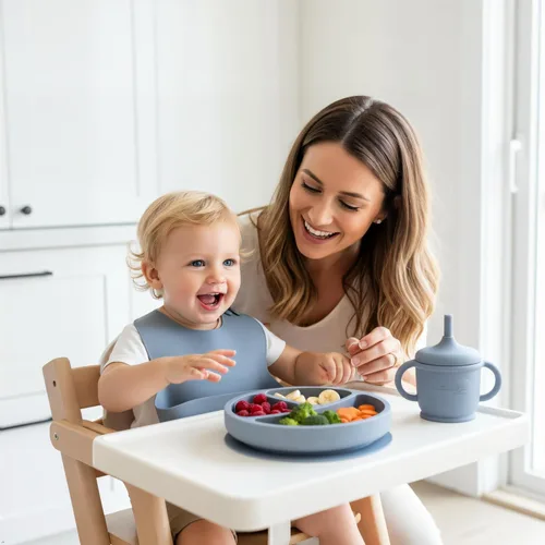 Miniatura 2 de Juego de alimentación de silicona para bebés, 10 suministros de destete LED para bebés, platos para bebés sin BPA con platos y cuencos para niños