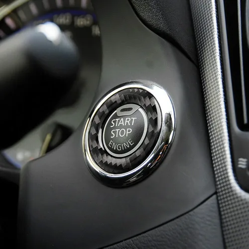 Miniatura 6 de Xotic Tech - Cubierta de anillo de botón de arranque de motor estilo fibra de carbono compatible con Infiniti Q50 Q60 2014-2019