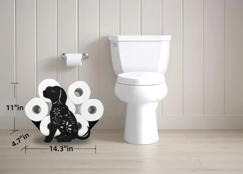 Miniatura 6 de Soporte de papel higiénico de metal negro para perros, soporte decorativo de papel higiénico, divertido organizador de papel higiénico independiente