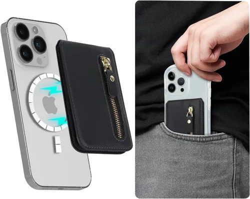 Miniatura 3 de Cavor Compatible con cartera Magsafe, soporte ajustable, cartera magnética para teléfono con Magsafe para iPhone 17/16 Pro Max/14 Pro/15/14 B-Negro