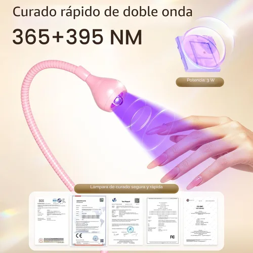 Miniatura 4 de AORAEM Lámparas LED para uñas de 3W, lámpara flexible de cuello de cisne, secador rápido de uñas para manicura, luz de curado de esmalte de gel, luz