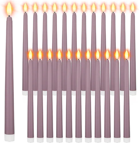 Miniatura 8 de Macarrie 24 Paquetes de Velas Cónicas Sin Llama Operadas con Batería Falsas de 11 Pulgadas de Largo Luz de Vela LED Sin Llama Parpadeantes Cónicas