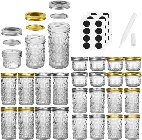 Miniatura 3 de SPANLA Tarros de masón, paquete de 24 tarros de conservas con tapas regulares, ideales para mermelada, gelatina, miel, recuerdos de boda, regalos