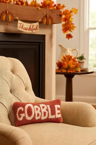 Miniatura 3 de C&F Home Gobble Script - Almohada rectangular pequeña con gancho de 6 x 12 pulgadas, para otoño, cosecha, Acción de Gracias, hogar, sala de estar