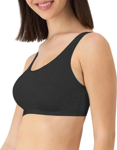 Miniatura 4 de Hanes Bralette de algodón con espalda cruzada para mujer (paquete de 3), BlancoConcreto Pe HeatherNegro