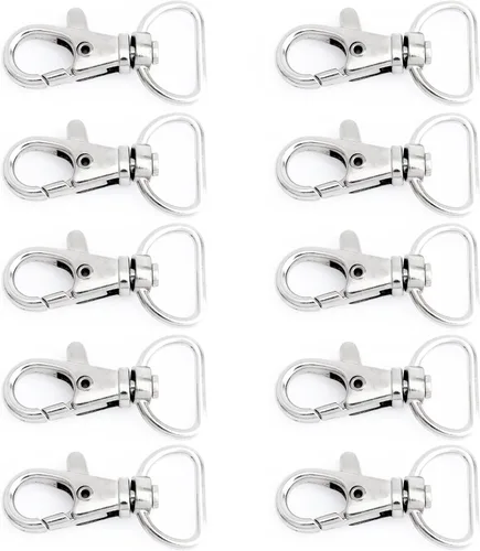20 ganchos giratorios de pinza de langosta para hacer bolsos, clip de cordón de macramé CSPS (5/8 pulgadas, plateado)
