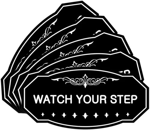 Miniatura 46 de Signs ByLITA Victorian Watch Your Step - Letrero de pared o puerta Material duradero y fácil instalación Señalización de seguridad (negro)