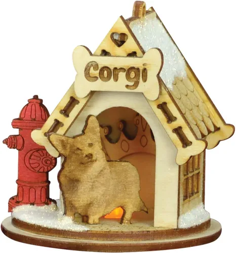 Miniatura 10 de Basset Hound Dog Tea Light Display Adorno de Navidad de madera para árbol de Navidad
