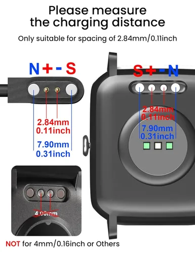 Miniatura 2 de Adaptador magnético de 2 pines para reloj inteligente, compatible con Willful YAMAY Letsfit Letscom Fitpolo Lintelek VeryFitPro SW021 SW023 SW025