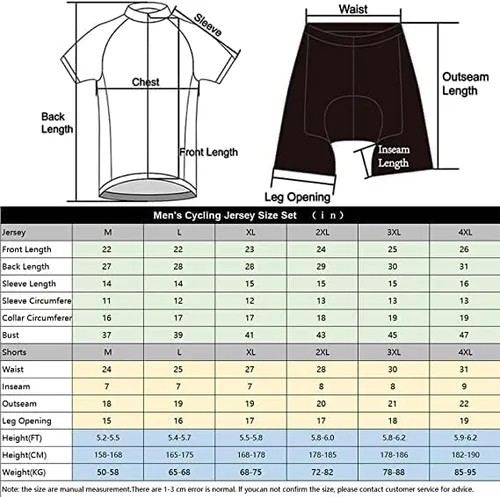 Miniatura 2 de Mulfysports Conjunto de ropa de ciclismo para hombre, camiseta de bicicleta y pantalones cortos acolchados para hombre, para montar en carretera