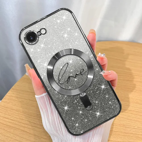 Miniatura 8 de ZIYE Funda Magnética Diseñada para iPhone 11 Funda con Purpurina Plateado de Lujo Corazón de Amor Compatible con MagSafe Funda Transparente