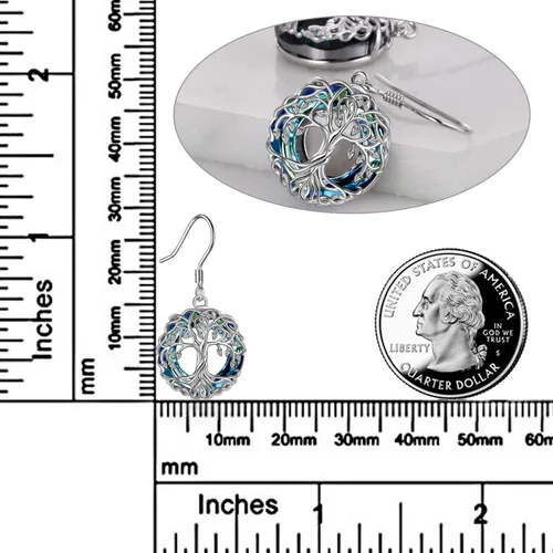 Miniatura 3 de POPLYKE Aretes colgantes de plata de ley con diseño de árbol de la vida celta para mujer