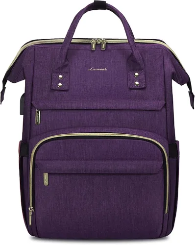 Miniatura 16 de LOVEVOOK Mochila para laptop para mujer con bolsillo gigante para vasos, mochila de viaje impermeable de 15.6 pulgadas, bolsa de computadora