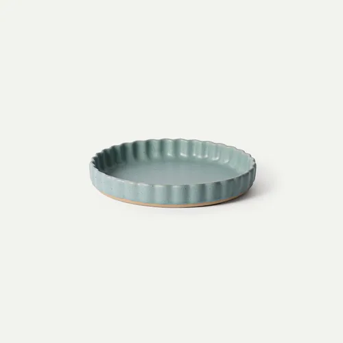 Miniatura 9 de MORA Bandeja de cerámica para tartas, plato grande de porcelana de 9.5 pulgadas para tartas, quiche, pastel, flan, etc. Borde acanalado con Earl Grey