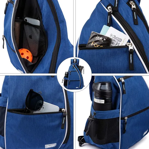 Miniatura 8 de Sucipi Pickleball Bag - Men's & Women's Pickleball Backpack, Adjustable Sling Bag w/Fence Hook/Large Capacity/Safety Pocket Azul