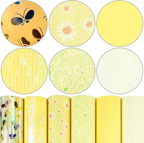 Miniatura 25 de Litchi Paquete de 6 hojas de cuero sintético de 8 x 12 pulgadas para aretes de lazo, tela de vinilo fácil de cortar para Cricut, cuero sintético