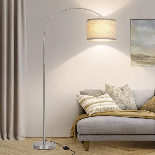 Miniatura 7 de Lámpara de pie para sala de estar, lámpara de pie de arco vintage con cabeza de lámpara ajustable, lámpara de poste alta con interruptor de pedal