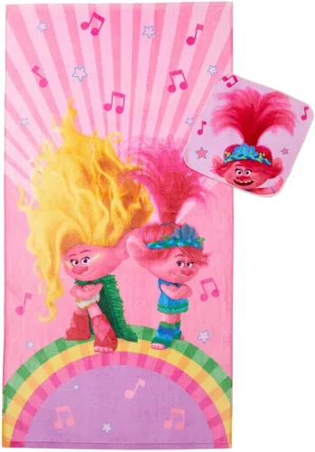 Miniatura 17 de Franco Toalla de baño y playa para niños con juego de toallitas, 50 x 25 pulgadas, Trolls