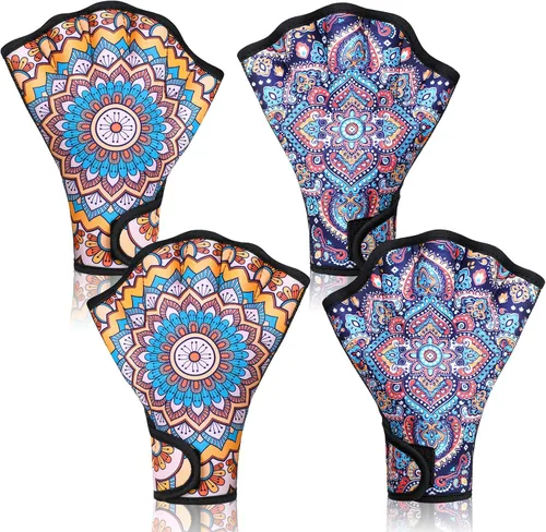 Miniatura 7 de Honoson 2 pares de guantes de natación para mujer, guantes aeróbicos acuáticos, resistencia al agua, malla para hombres y mujeres, unisex