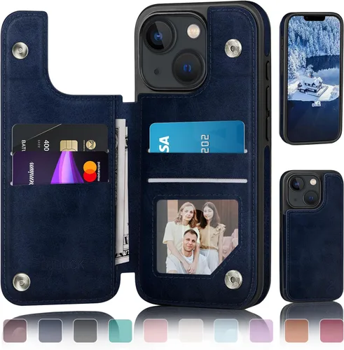 Miniatura 12 de DJDUCK Diseñado para iPhone 13 Funda tipo cartera con tarjetero, [Cubierta de cierre magnético] [Protección de cuero con bloqueo RFID] Fundas a Negro