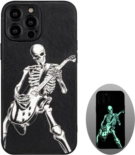 Miniatura 17 de X spirit Funda de teléfono de calavera para iPhone 13, dedo medio, diseño gótico luminoso de esqueleto genial oscuro y con estilo emo, estilo rock n