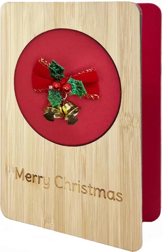 Miniatura 14 de 67 divertidas tarjetas de madera de Navidad, Ho Merry Chaos‑Mas, interior rojo en blanco para mensaje personalizado, regalo para familiares
