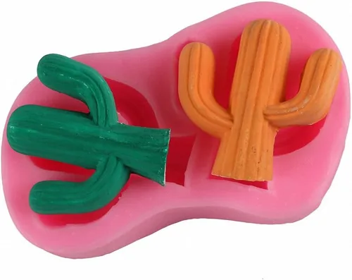 Miniatura 2 de Juego de 2 moldes de silicona para cactus, moldes para cactus MoldFun para fondant, pasta de goma, chocolate, dulces, velas