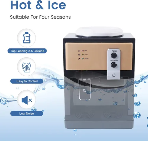 Miniatura 3 de Dispensador de enfriador de agua de carga superior – Dispensador eléctrico de escritorio de agua caliente y fría de 550 W, 3 ajustes de temperatura