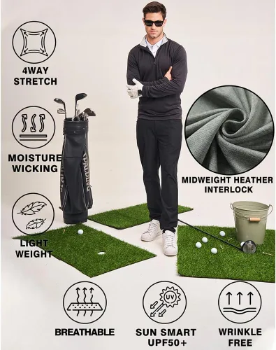 Miniatura 4 de Long Sleeve Golf Shirt Men 14 Zip Pullover Mens Long Sleeve Sun Protection Shirts UPF 50 Lightweight Athletic Pullover