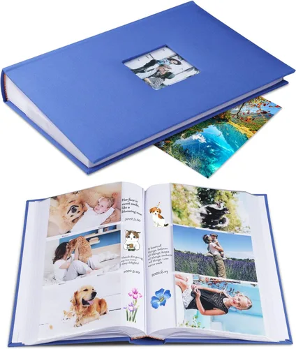 1DOT2 Álbum de fotos de 4 x 6 con capacidad para 402 fotos con bolsillos deslizantes para notas, cubierta de lino, álbumes de fotos con espacio de
