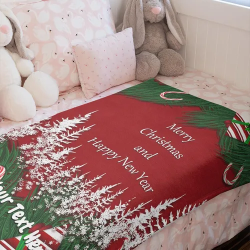 Miniatura 5 de Merry Christmas Blanket, Custom Throw Blanket with Name, Personalized Flannel Christmas Blanket for Couch Sofa, 30" x 40