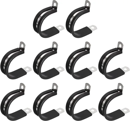 Miniatura 9 de uxcell Abrazadera de cable de 1/2 pulgada (0.472 in) de acero inoxidable 304 Abrazadera aislada acolchada de goma de acero inoxidable en forma de R