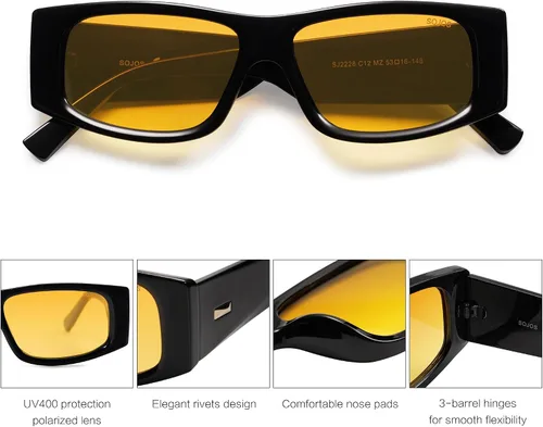 Miniatura 4 de SOJOS Gafas de sol polarizadas rectangulares Y2K de moda para mujeres y hombres, gafas de sol rave de diseñador de moda SJ2228