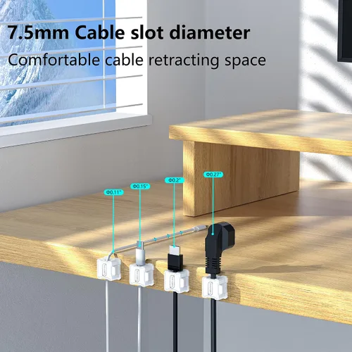 Miniatura 4 de Kailfee - 12 clips magnéticos para cables [cable ajustable suave] Soporte para cables, gestión de cables debajo del escritorio, soporte de alambre