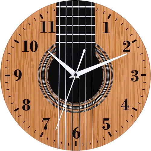 Miniatura 8 de Reloj de pared con temática musical de 12 pulgadas, diseño de teclas de piano y notas musicales, silencioso y funciona con pilas, perfecto para sala