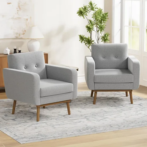 Miniatura 21 de HUIMO Leather Accent Chair, Button Tufted Living Room Chairs Easy to Install, Upholstered Arm Chair for Living Room Bedroom Study Office