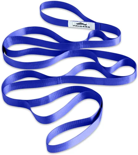 Miniatura 10 de Correa Trideer para estiramiento y yoga, correa de terapia física para entrenamiento en casa, ejercicio, pilates y gimnasia, 10 bucles, bandas Azul
