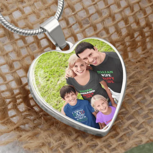 Miniatura 3 de Collar de corazón de plata con foto personalizada pon tu imagen favorita en esta joyería con tu mensaje personalizado grabado como un regalo