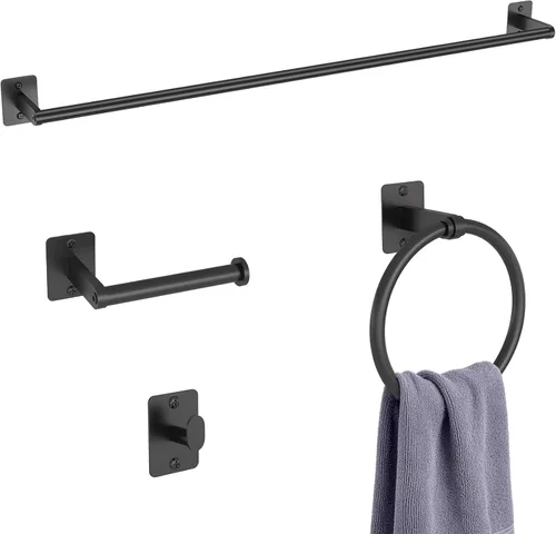 Miniatura 14 de KLJKPA - Juego de accesorios de baño, juego de 4 piezas de accesorios de baño dorados, barra de toalla de 24 pulgadas, toalleros para baño, ganchos
