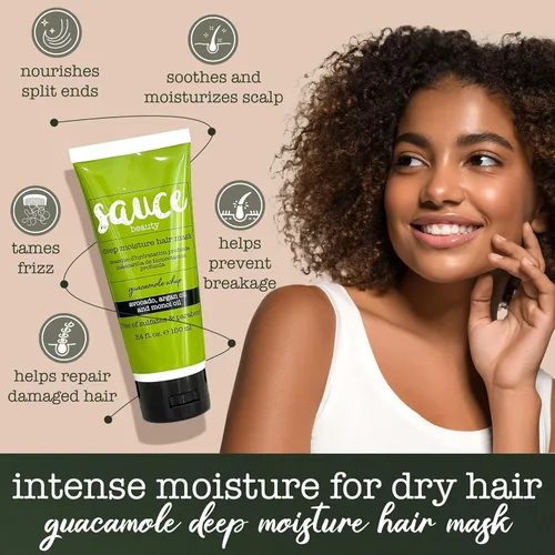 Miniatura 2 de SAUCE BEAUTY Mascarilla Capilar de Acondicionamiento Profundo (3.4 onzas líquidas) Mascarilla Capilar Guacamole Whip para Cabello Dañado y Control