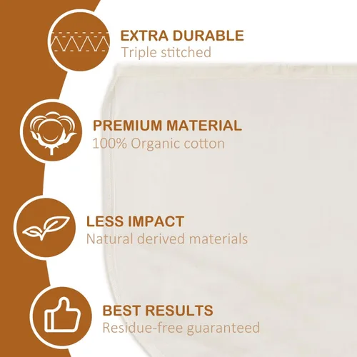 Miniatura 3 de 3 bolsas de leche de nuez de 12 x 12 pulgadas, 100% algodón sin blanquear, colador de alimentos reutilizable para colar leche de almendra/avena