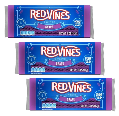 Red Vines Giros de regaliz de uva, paquete de bolsas de 3 a 5 onzas, amor por la paz y vides, amados por generaciones, ideal para compartir con