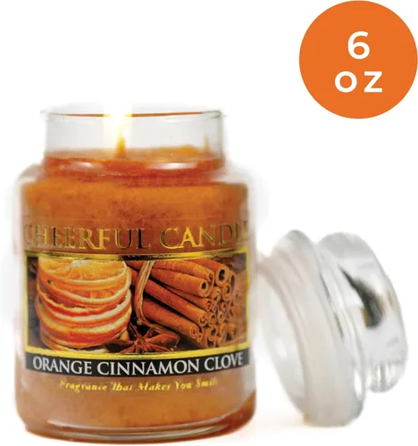 Miniatura 2 de A Cheerful Giver - Vela en tarro de vidrio perfumada de naranja y canela (6 onzas) con tapa y fragancia fiel a la vida, fabricada en Estados Unidos