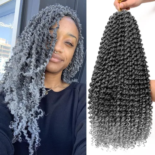 Miniatura 28 de Dorsanee Cabello Passion Twist Ombré de 18 pulgadas, 6 paquetes, Cabello de Ganchillo Water Wave, Cabello Largo Bohemio Rizado para Trenzar