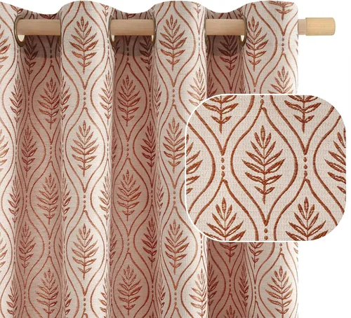 Miniatura 20 de BGment - Cortinas de jacquard de hojas en color amarillo mostaza, 72 pulgadas de largo para sala de estar, patrón botánico de estilo campestre