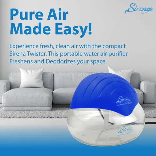 Miniatura 3 de Sirena Twister Purificador de Aire (Azul) - Lavador de Aire con Filtro de Agua Para Hogar y Oficina - Difusor de Aroma de Aceite Esencial Con Luz